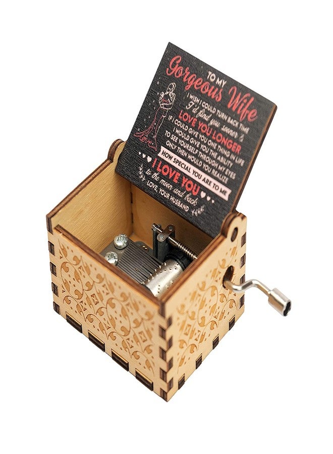 ستار ورك صندوق موسيقى للأطفال من ستار وورك، صندوق موسيقى خشبي محفور، هدايا رومانسية للصديقة أو الصديق أو الزوجة أو الزوج في ذكرى الزواج أو عيد الميلاد أو عيد الحب (زوجتي) - Image 1